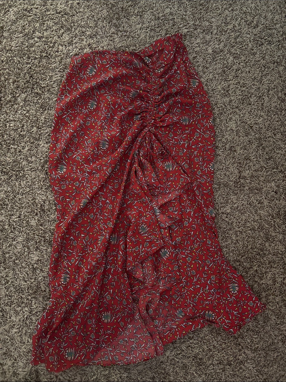 Max Studio Red Floral Tiered Skirt